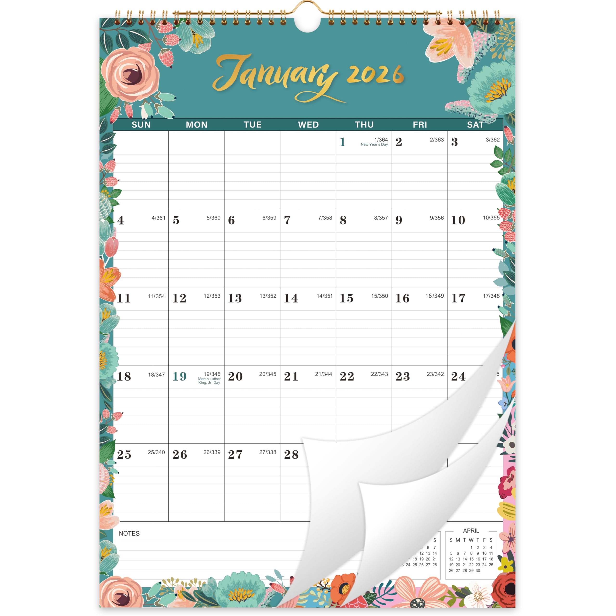 2026 Wall Calendar - 2026 Calendar from Jan. 2026 to Dec. 2026, 2026 Calendar 12 Month, 12''x17'', Large Ruled Blocks Perfect for Home or Office