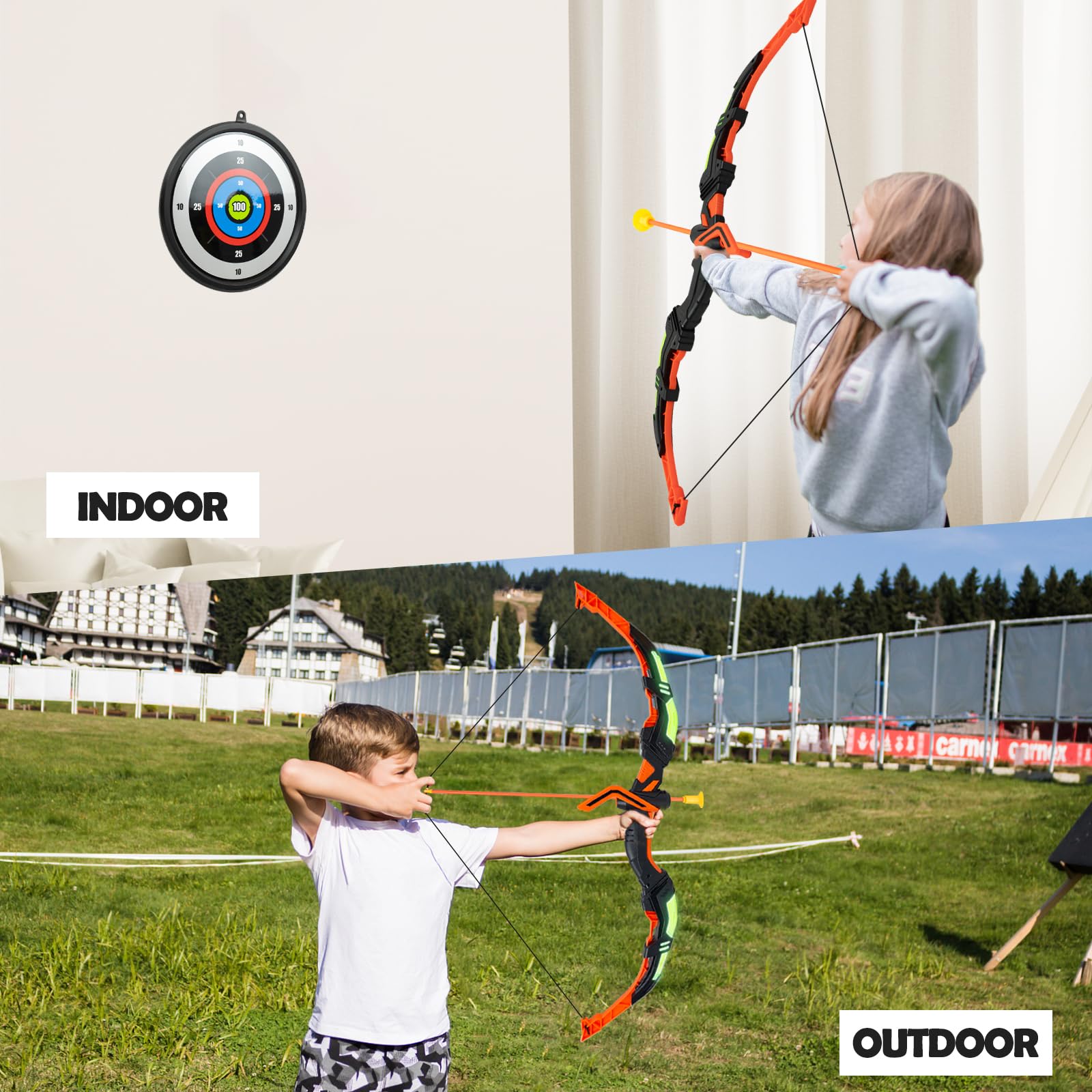 RedCrab Arco e Frecce per Bambini con Luci LED 10 Frecce a Ventosa Bersaglio Gioco 3-8 Anni Ragazzi Ragazza