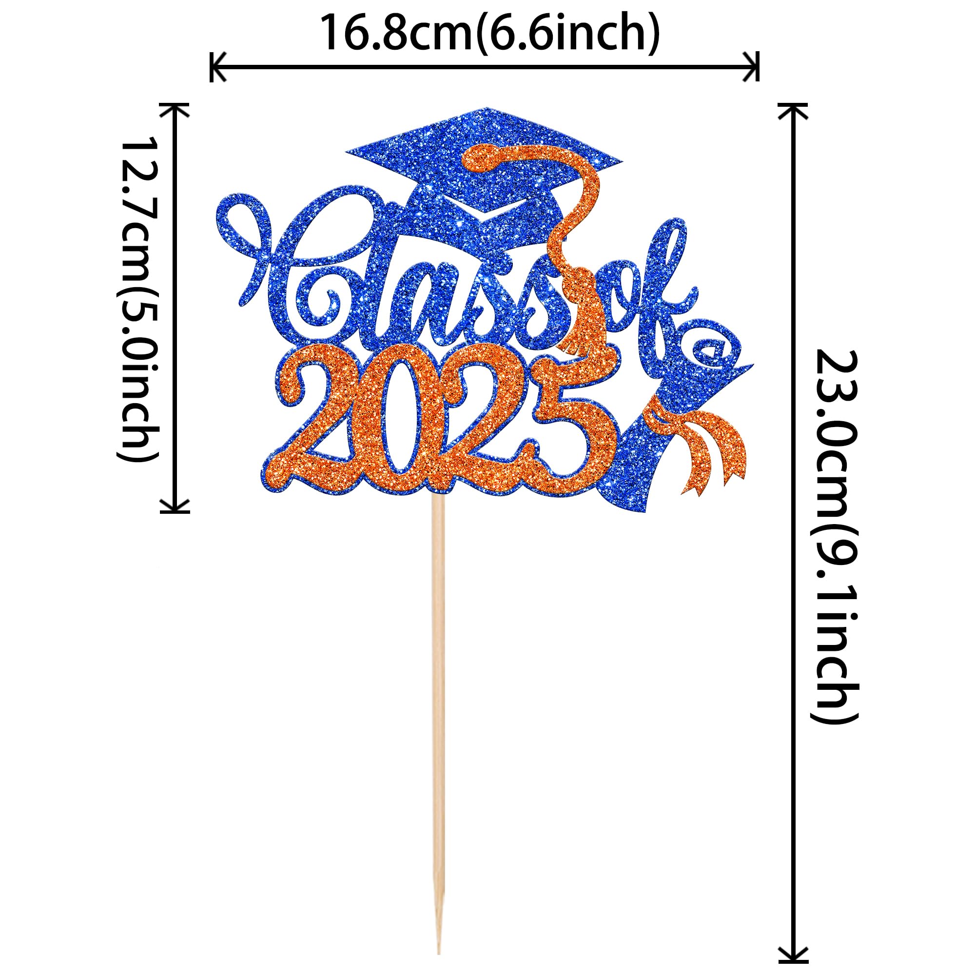 Class Of 2023 Cake Topper – Glitzer-Abschluss-Kuchenaufsatz Mit Hut, Für Abschlussparty (schwarz/blau)