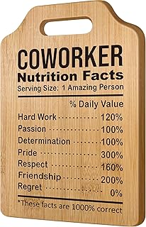 Funny Boss’s Day Gift – Coworker Nutrition Facts Bamboo Cutting Board, Office Appreciation Gift for Boss, Manager, Supervisor, or Coworker, Thank You Present from Employees
