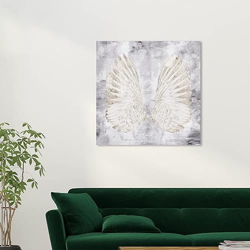 Miniatura 8 de Wynwood Studio Arte en lienzo envuelto contemporáneo de moda y glamour, alas de ángel de amatista, arte de pared para sala de estar, dormitorio y