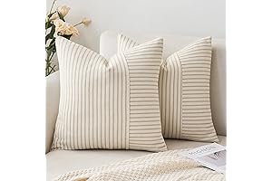 MIULEE Khaki and Beige Patchwork Farmhouse Pillow Covers