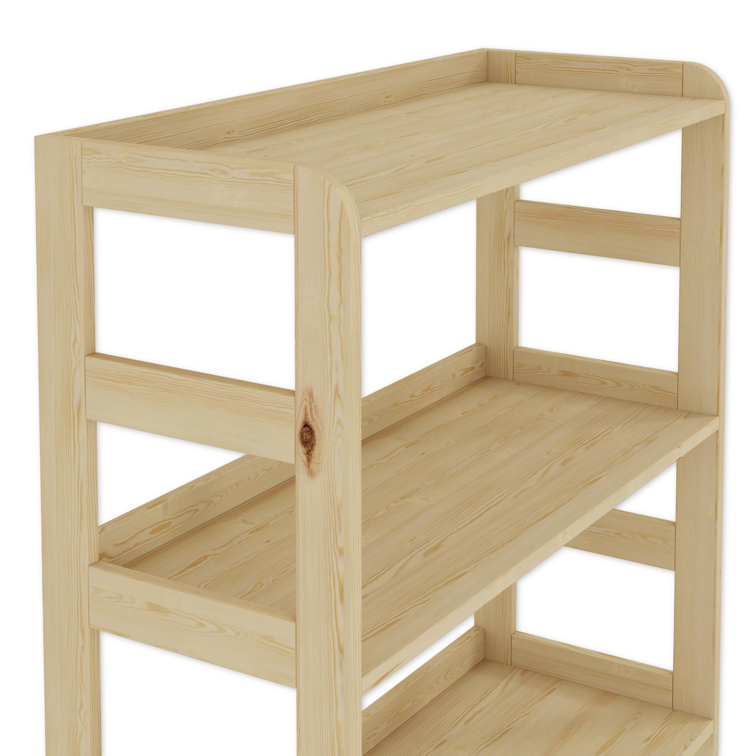 Lenmar Serie R, R-02, mensola in legno, legno di pino, beige chiaro, 5 ripiani, libreria, scaffale in legno, scaffale da parete