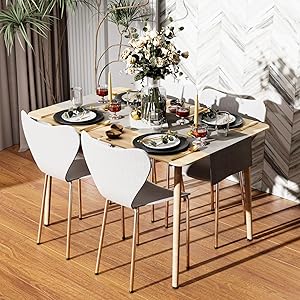Juego de 4 Sillas de Comedor, Polipropileno Sillas de Cocina, Sillas con Respaldo Adecuadas para Comedor y Salón, Blanco