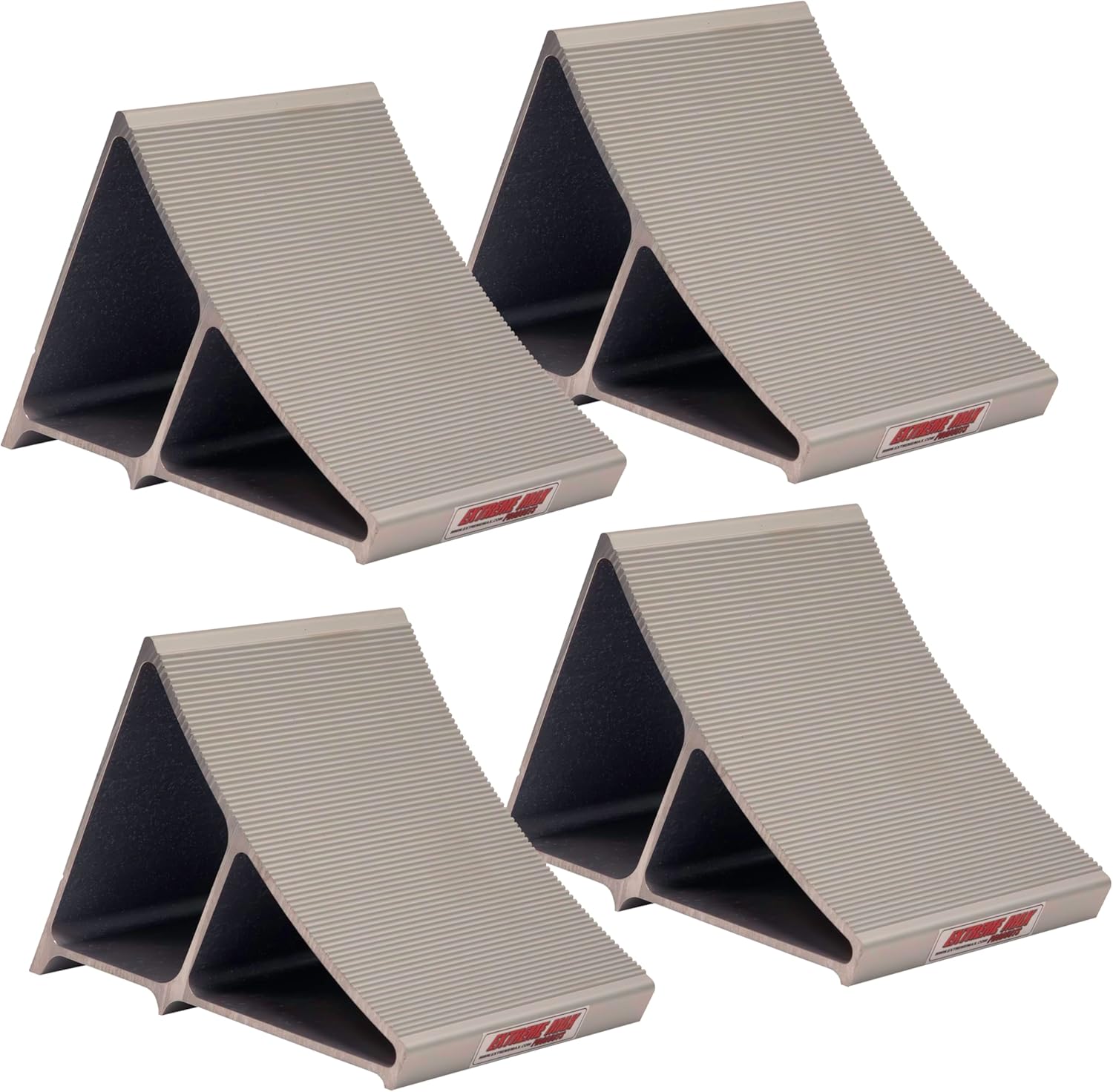 Extreme Max 5001.6798 Premium Lightweight Aluminum Wheel Chock with Ribbed Slope and Grip Teeth - Anti-Slip Claw Base for Trailers, RVs & 5th Wheels, Set of 4