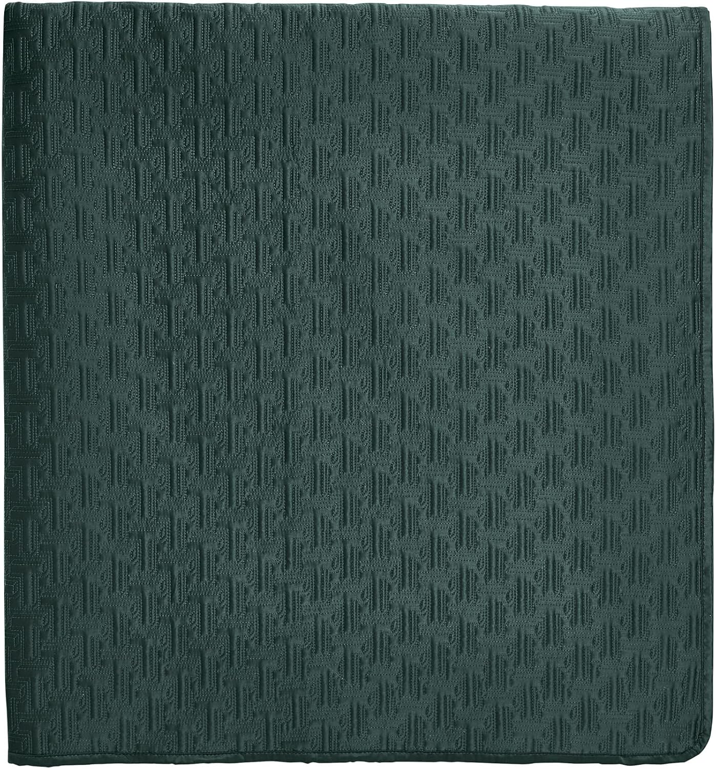 Ted Baker Geometric T Quilted Polysatin Bedspread Quilt, King, Forest Dark Green