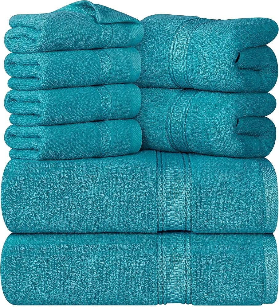 Générique Ensemble de 6 Serviettes en Coton - 2 Grandes (90x150), 2 Draps de Bain (70x140), 2 Petites (50x90) - Ultra Doux et Absorbant - Plusieurs Couleurs Disponibles (Turquoise)