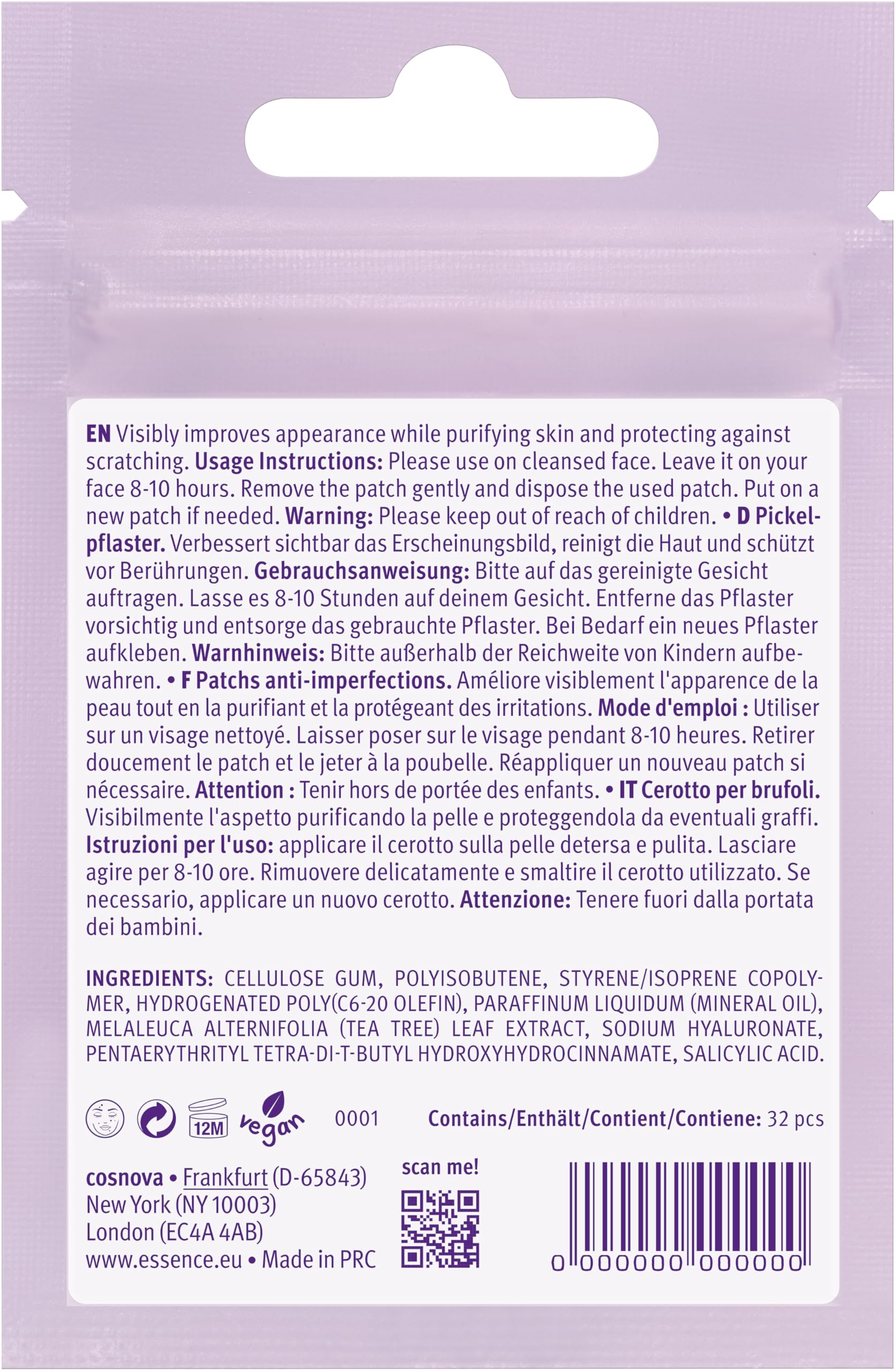 essence TOPPE IMPERMEABILI a squadre spot, anti-macchie, curativo, coprenza, lenitivo (32pcs)