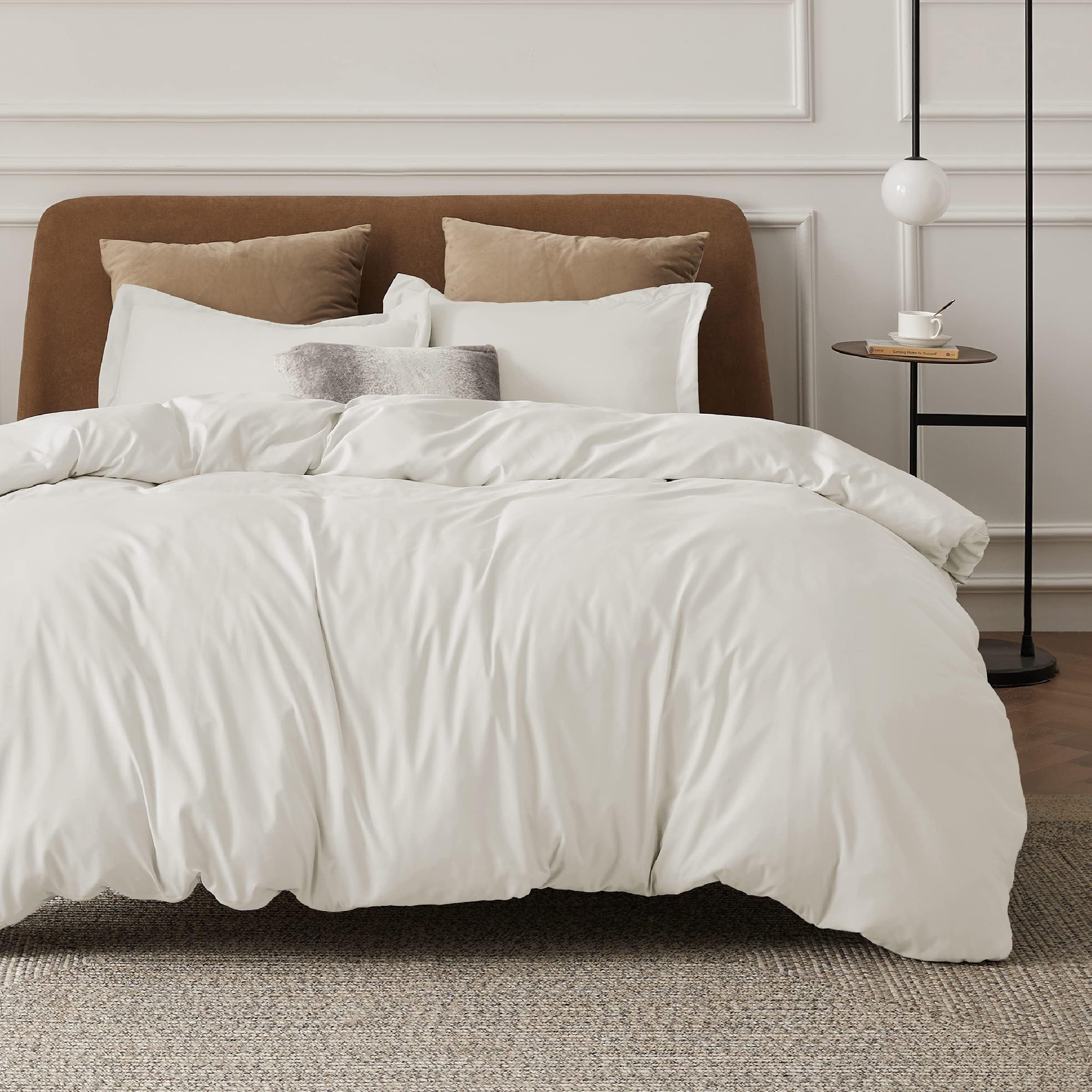 Bedsure Duvet Cover Full Size - Soft Double Brushed Bedding Set for Kids & Adults, Zipper Closure, 3 Pieces, Includes 1 Duvet Cover (80"x90") & 2 Pillow Shams, NO Comforter, Ivory White