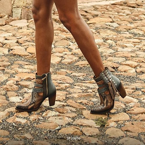 Miniatura 2 de Cuadra Botín para mujer en piel auténtica pitón con cremallera