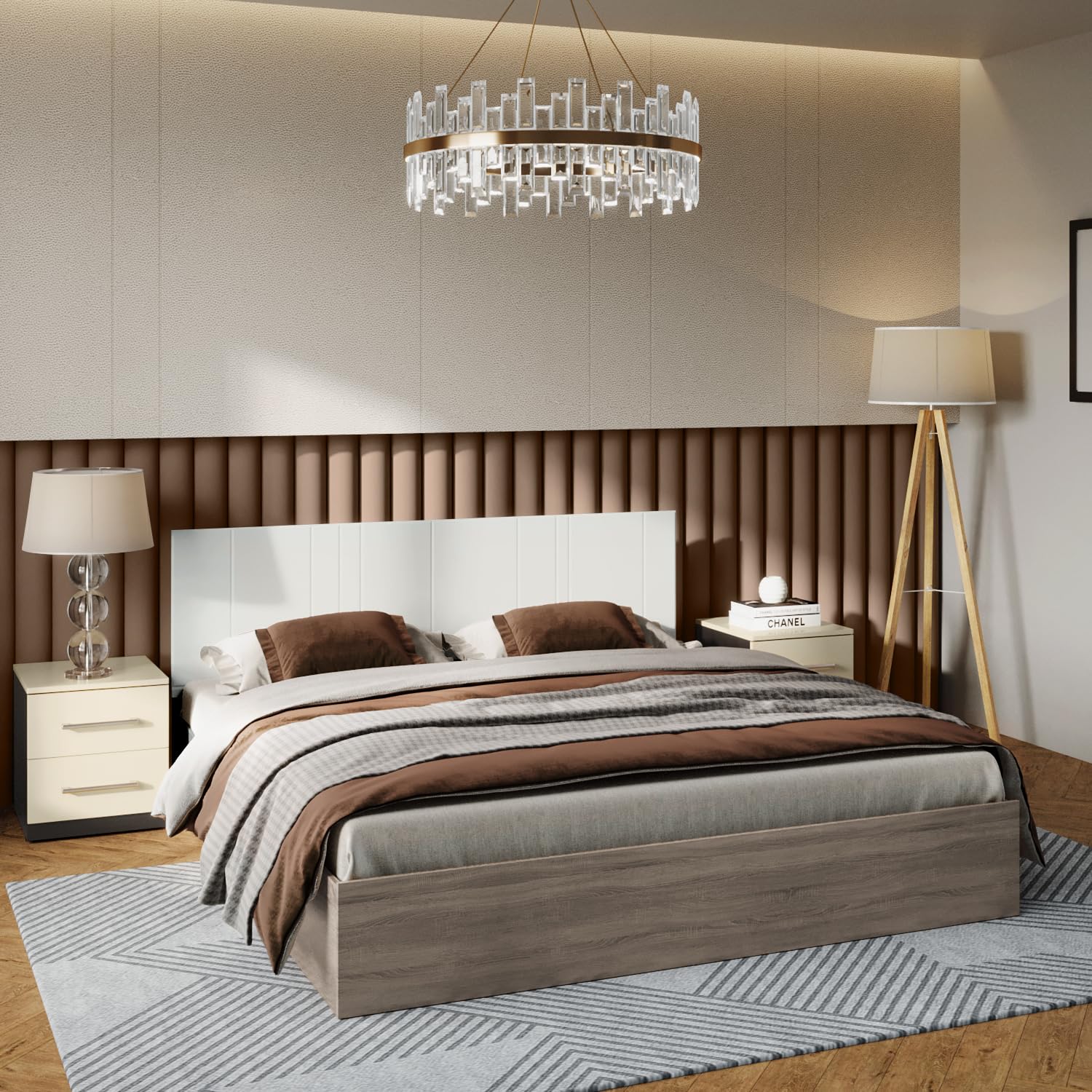 GODREJ INTERIO Bed, Chime Queen Size Engineered Wood Bed with Half Hydraulic Storage, 1-Year Warranty, Sonoma Oak, Particle Board-image-8