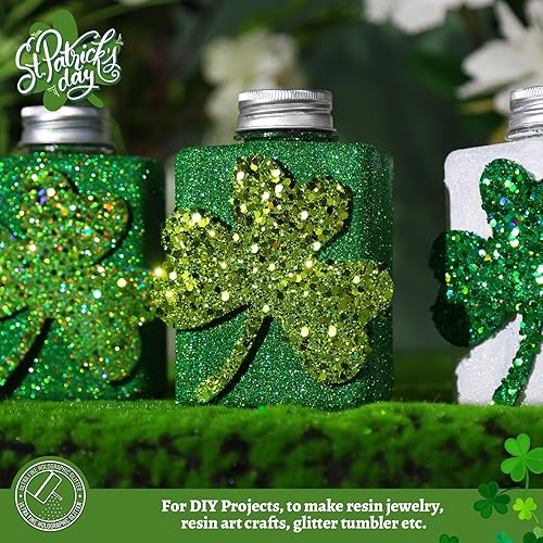 Miniatura 4 de LEOBRO - Brillantina gruesa, 5.29 oz (5.29 onzas) para manualidades, resina epoxi, uñas, purpurina fina mixta y purpurina gruesa, color verde