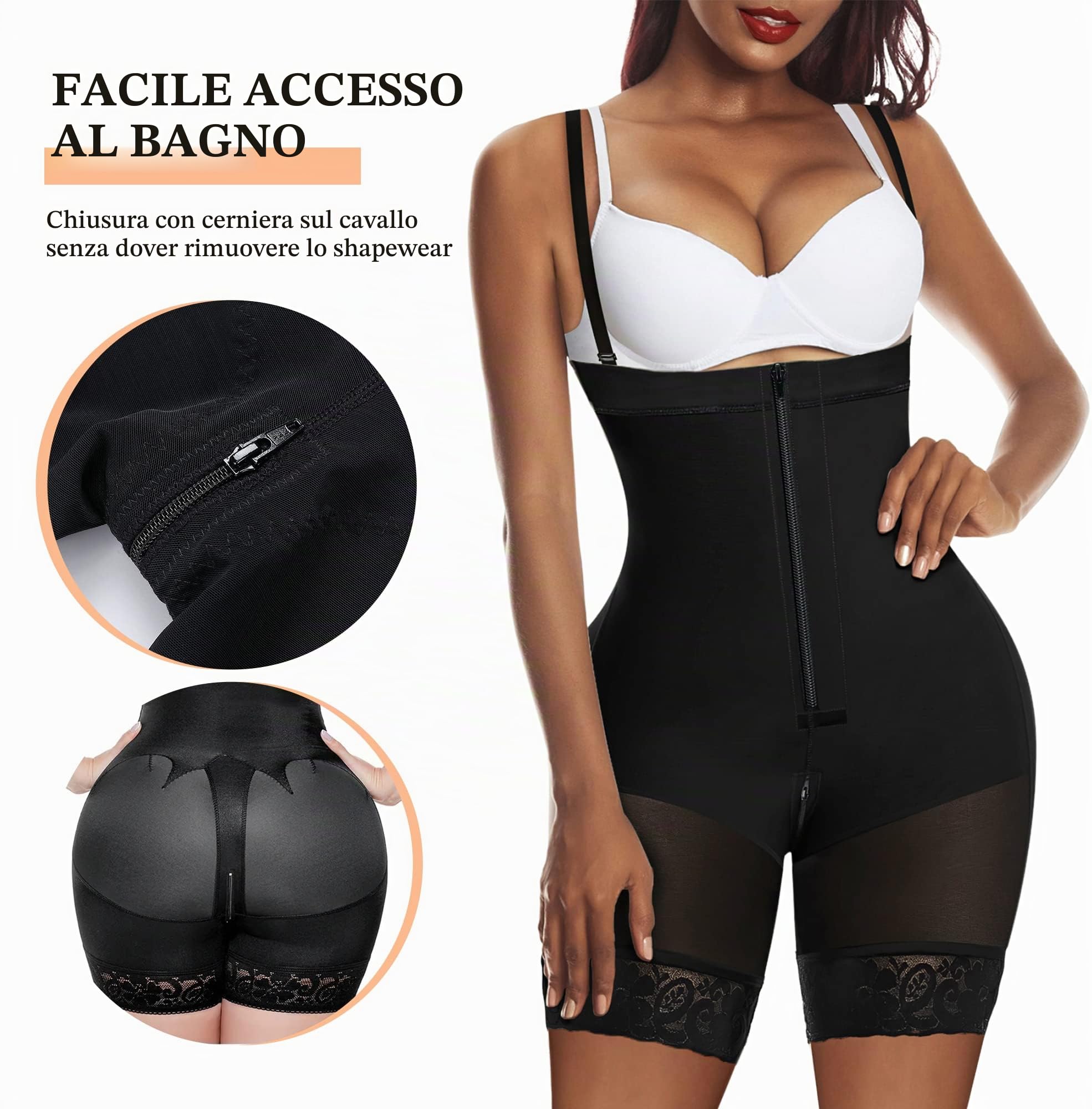 YIANNA Body Contenitivo Modellante Donna Pancera Snellente Post Parto Guaina Contenitiva Intimo Shapewear Bodysuit