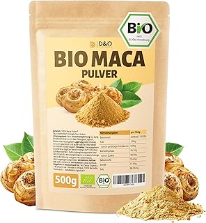 Maca Pulver Bio, Gemahlene Macca Wurzel aus Peru, 100% natürlich und vegan root powder, Maccapulver aus biologischem Anbau, Bio Pulver ohne Zusatzstoffe, Organic Macc (500g)