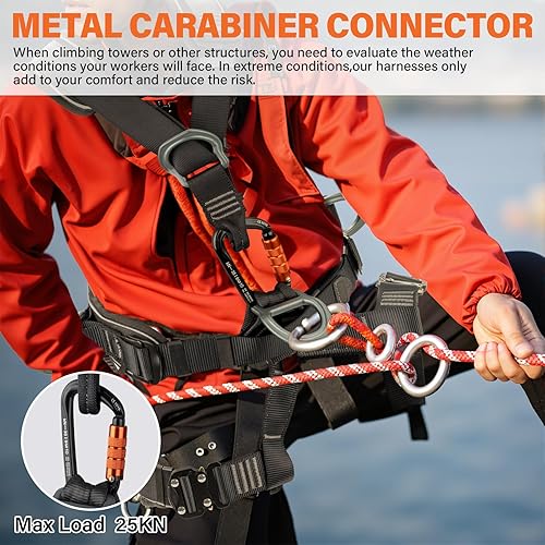 Miniatura 7 de TRSMIMA Arnés de seguridad para protección contra caídas, arnés de escalada de cuerpo completo para hombre, árbol, trabajo, escalada, pecho,