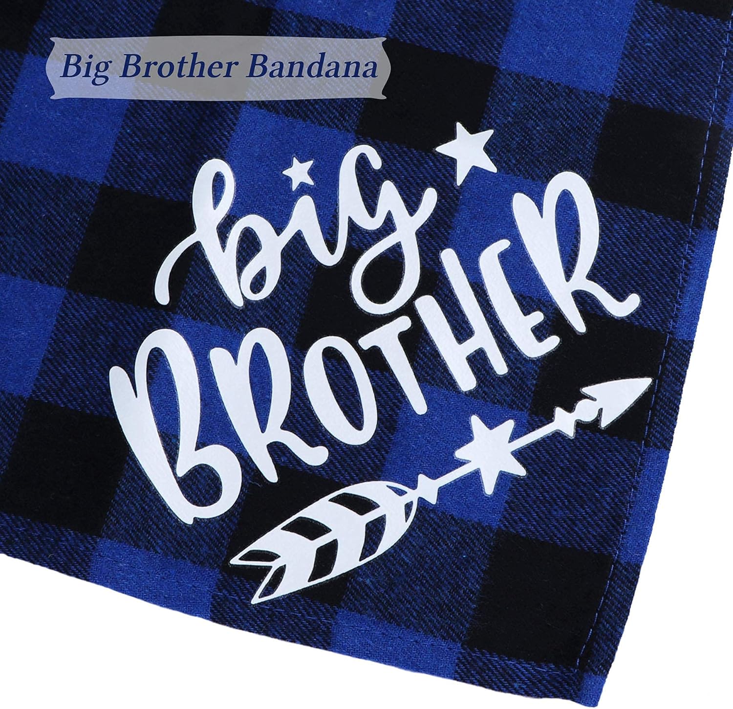 2PCS Big Brother Dog Bandanas Big Sister Reversible Triangle Bibs Plaid