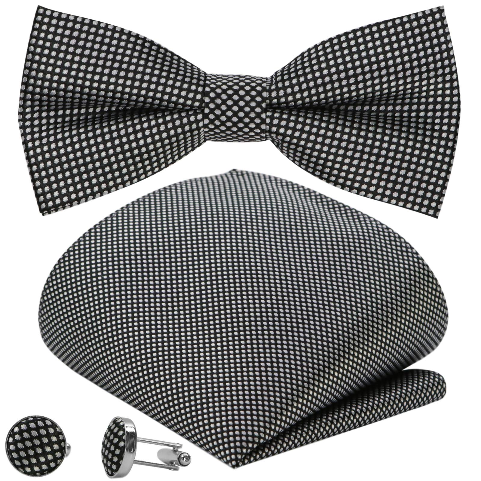 3-Piece Set Fine Checked Men's Bow Tie, 7 Colours, Bow Fix Tied Adjustable