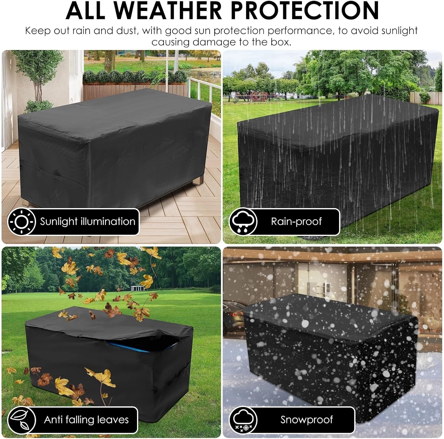 1pc Heavy-Duty Deck Box Cover Waterproof Rectangular Patio Courtyard Portable Outdoor Storage Dust Protecto(123 x 62 x 55cm)