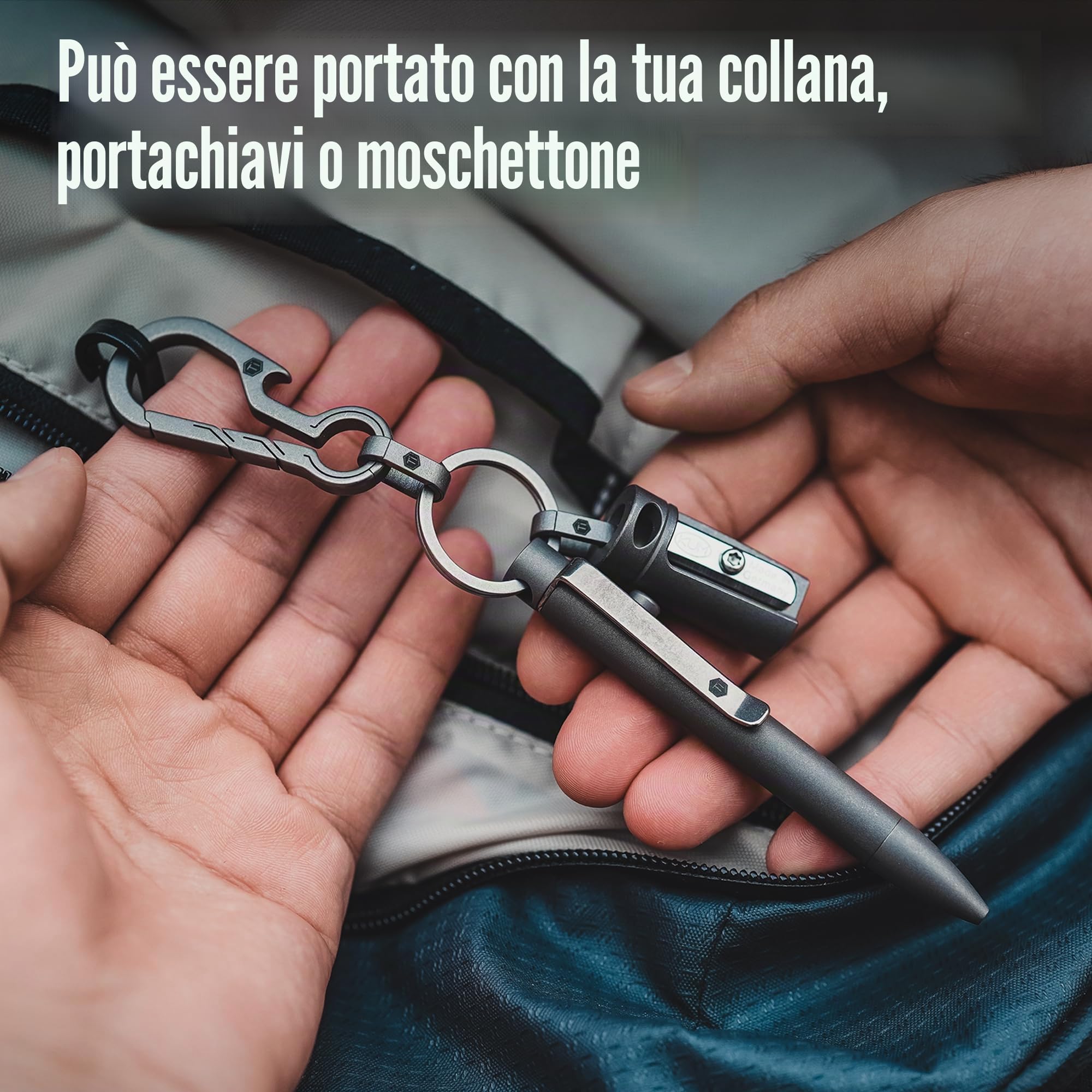 KeyUnity KP04SW Penna a sfera in lega di titanio con clip, penna tascabile EDC in metallo retrattile per il trasporto quotidiano