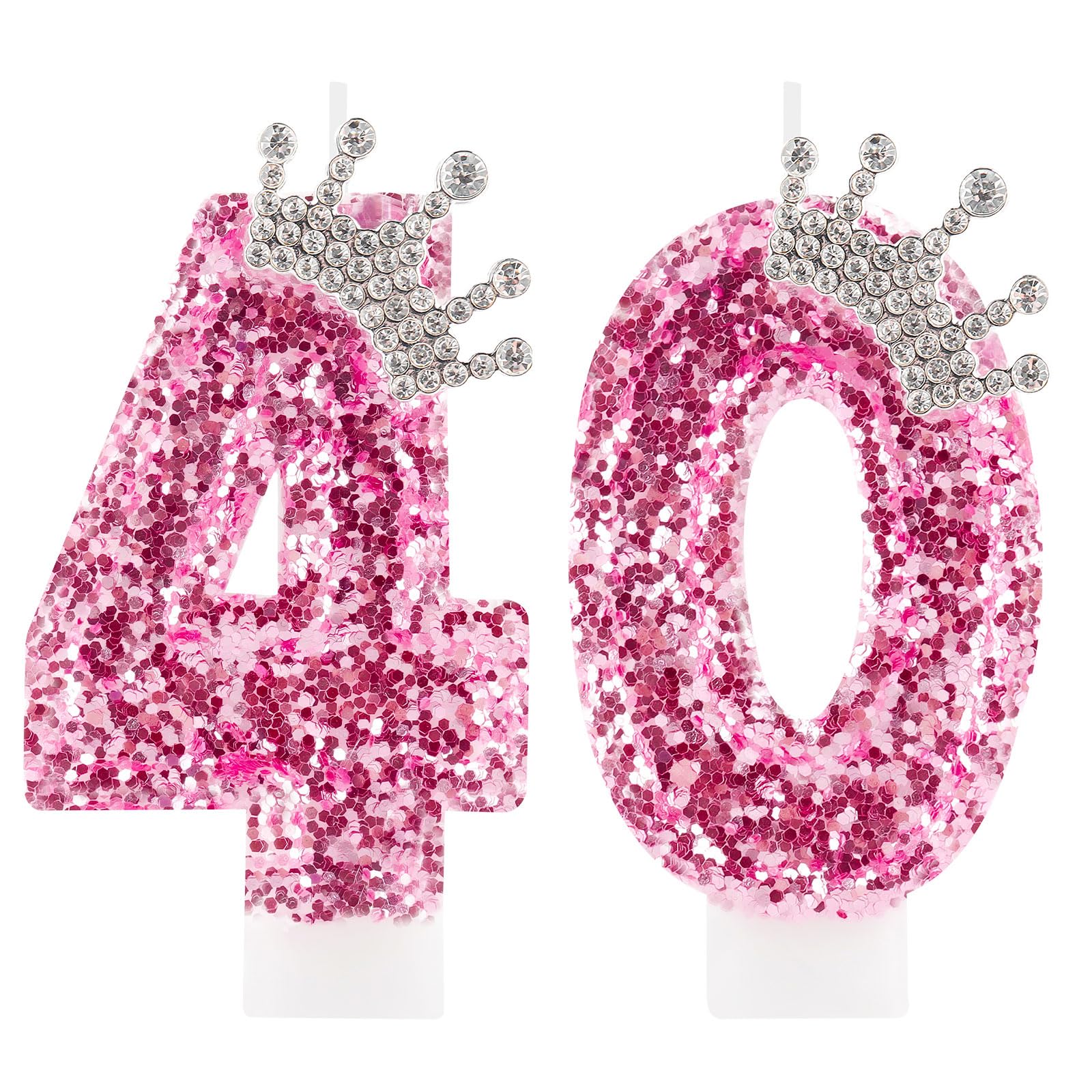 Bougies d'anniversaire 40 ans couronne rose numéro 40 pour filles femmes