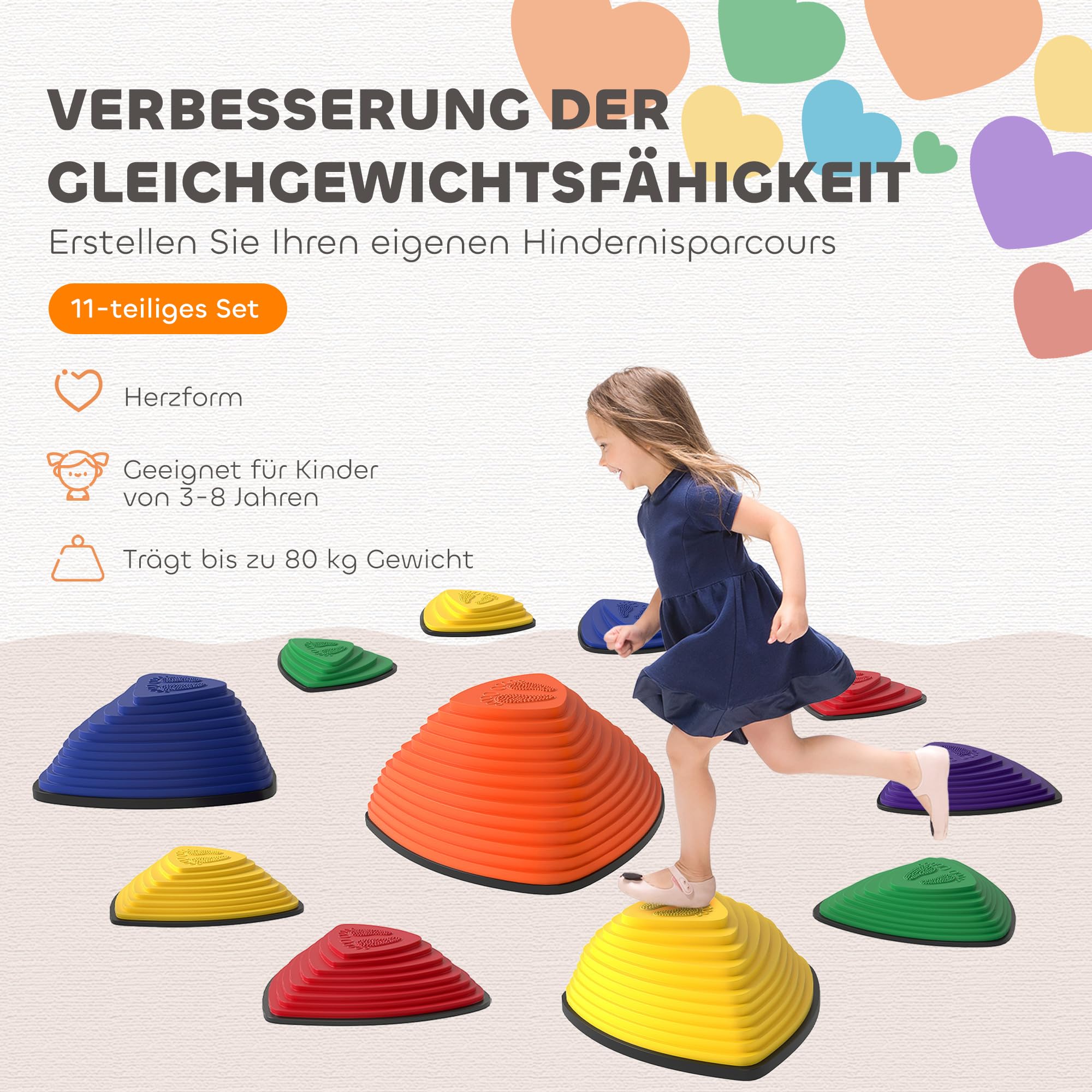 AIYAPLAY Balanciersteine für Kinder Rutschfeste Sensorische Trittsteine 3-8 Jahren Gleichgewicht Motorik