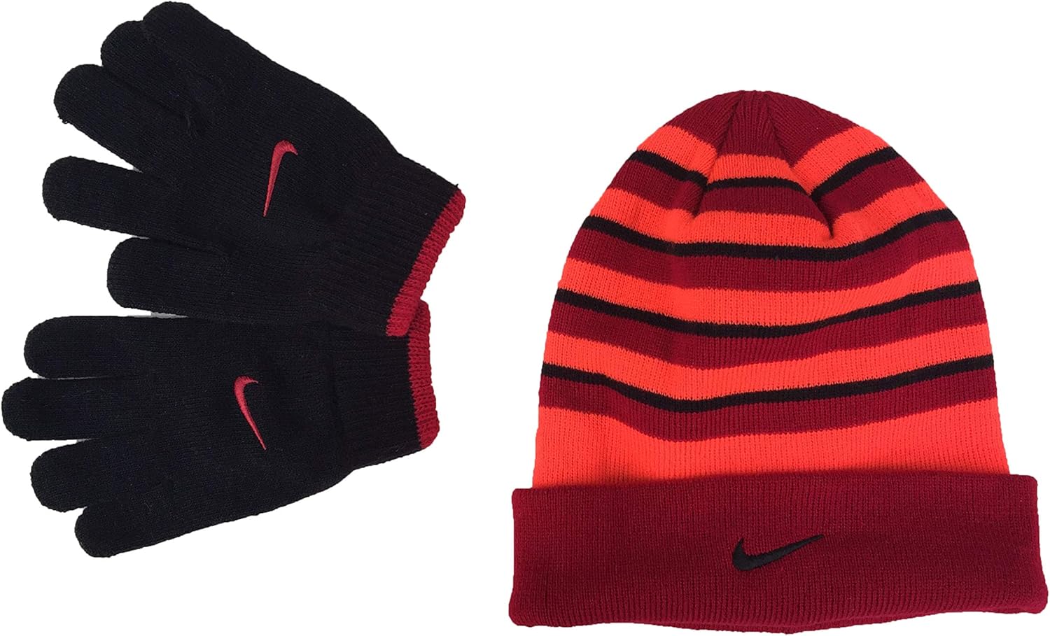 NIKE Boys' Beanie & Gloves Set (Youth One Size) - University red, 8-20