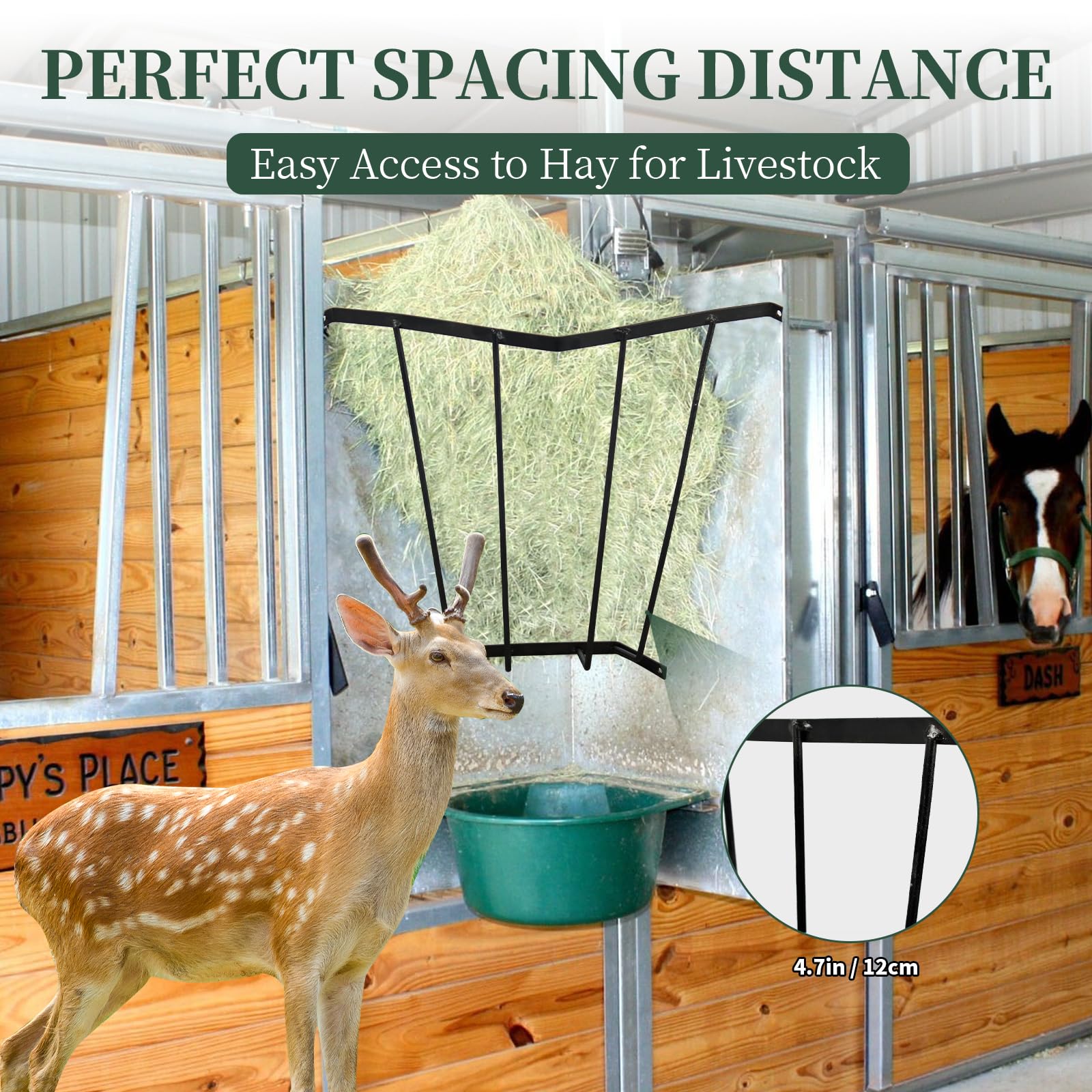 Hay Feeder Blanket Holder,23.3 x 13.2 x 21.7In Corner Wall Hay Rack,Metal Hay Feeder for Horses,Goats,Sheep Farm Indoor and Outdoor Use - image 4