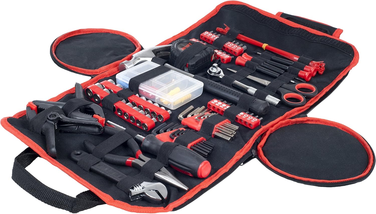 Household Hand Tools, 86 Piece Tool Set With Roll-Up Bag by Stalwart, (Hammer, Wrench Set, Screwdriver Set, Pliers) - Great for the Home or Car