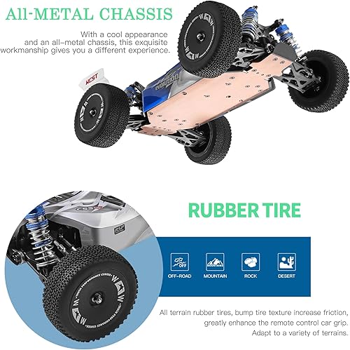 Miniatura 8 de GoolRC WLtoys 144011 - Autos RC para adultos, auto de control remoto a escala 114, 4WD 65 KMH, auto de carreras RC de alta velocidad, 2.4 GHz, todo