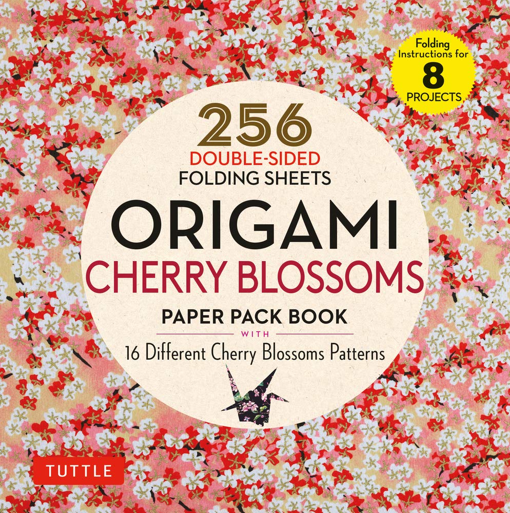 Origami Cherry Blossoms Paper Pack Book: 256 Double-sided Folding Sheets With 16 Different Cherry Blossom Patterns With Solid Colors on the Back (Includes Instructions for 8 Models)