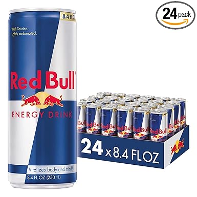 Red Bull Energy Drink with 80mg Caffeine plus Taurine & B Vitamins, 8.4 Fl Oz, Pack of 24 Cans