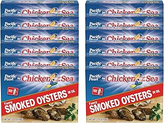 Pacific Pearl Fancy Smoked Oysters in Oil 3.75 oz. Can (Pack of 24)