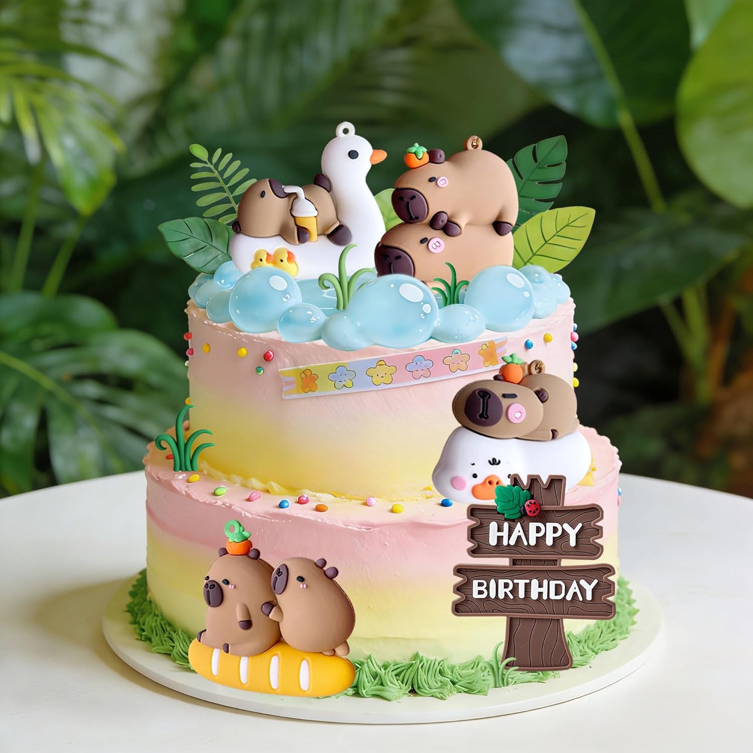JeVenis Capybara Cake Toppers Mini Blowfish Party Supplies for Capybara Birthday Party Supplies Capybara Cake Decorations Baby Shower Party Favors