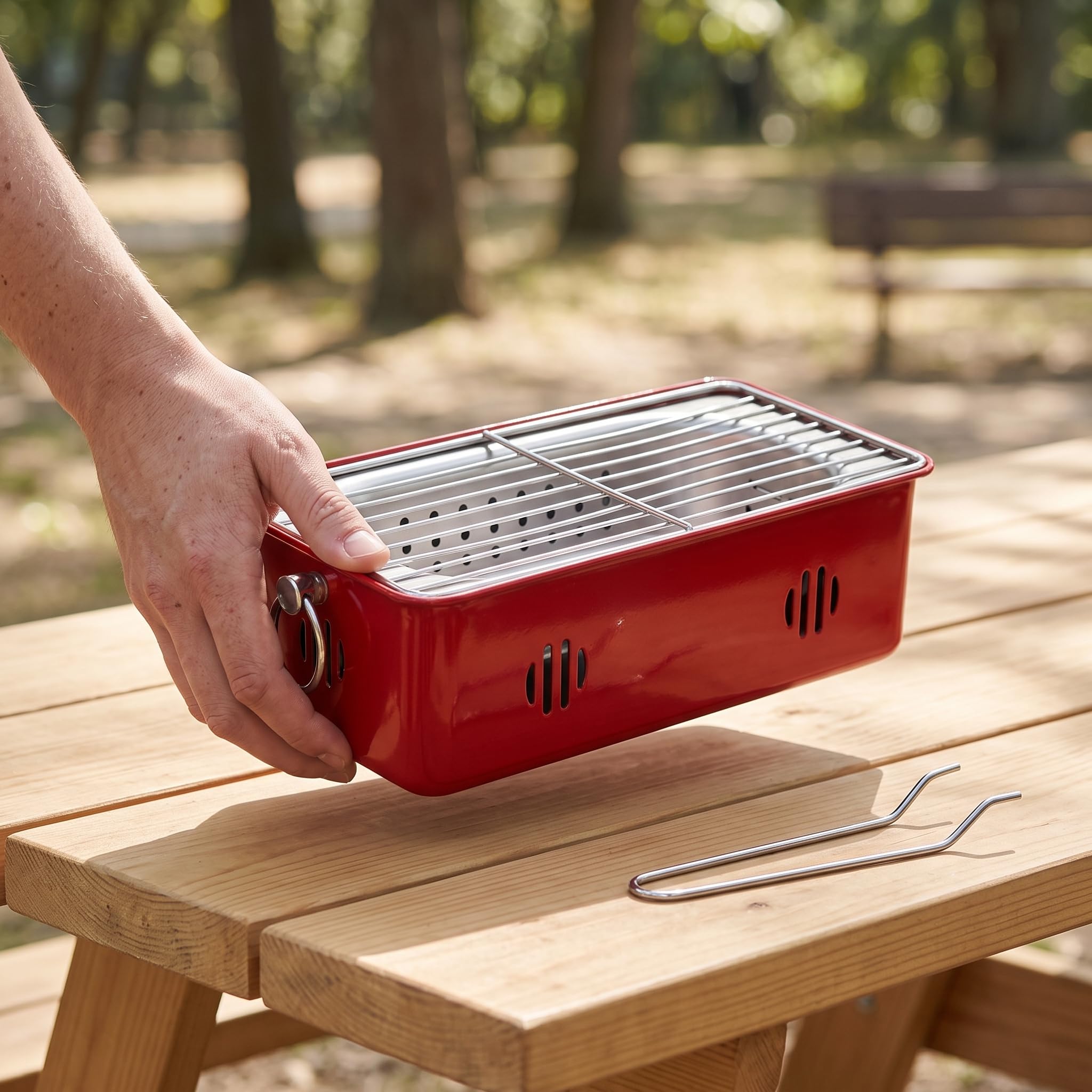 Grill a Carbone Portatile, Grill Barbecue in Metallo per Campeggio e Picnic, per Amici