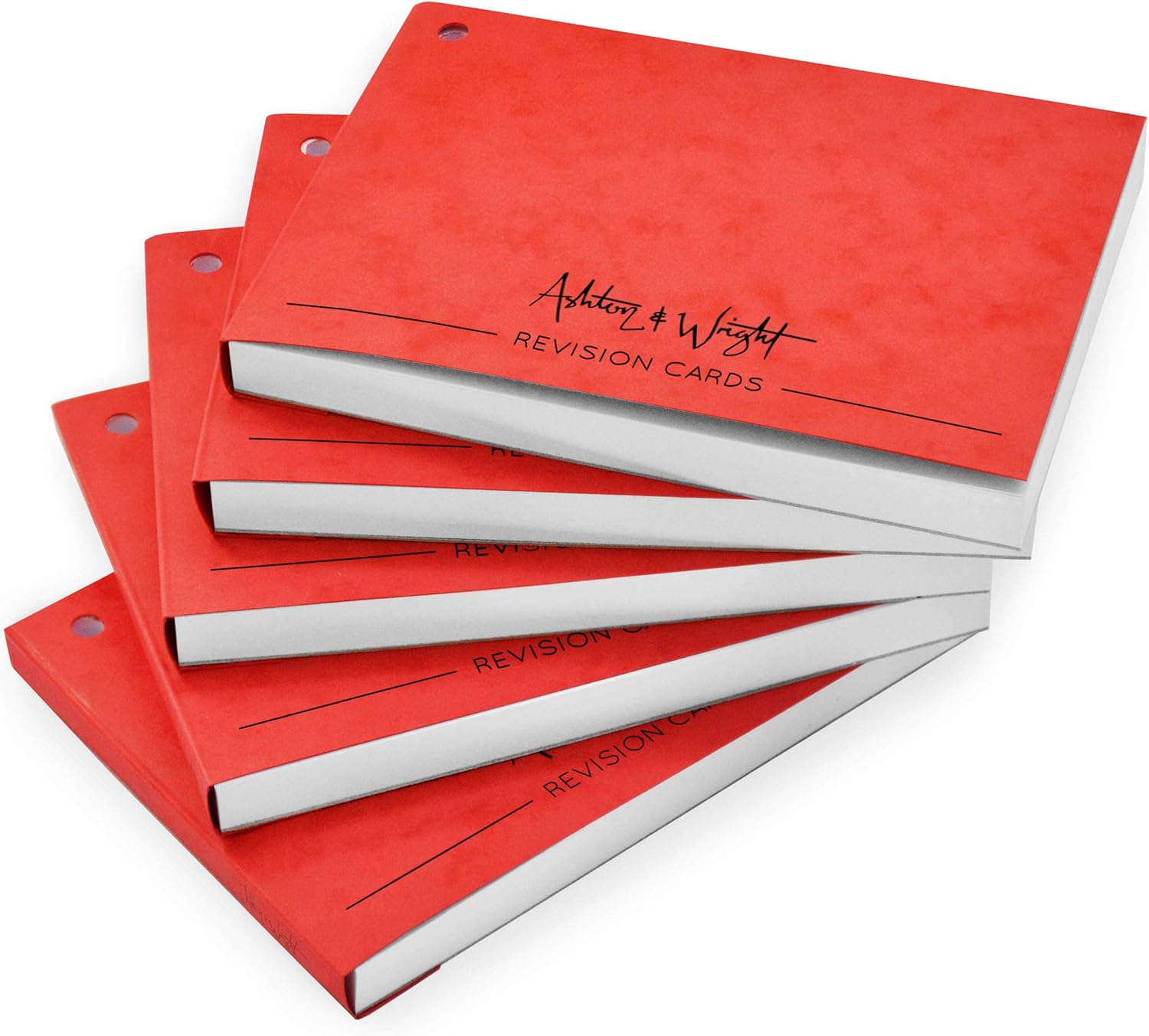 Ashton and Wright Revision Cards Book - Gummed Spine - 14.9 x 10.8cm - 50 Sheets - Red Mottled Cover - Pack of 5
