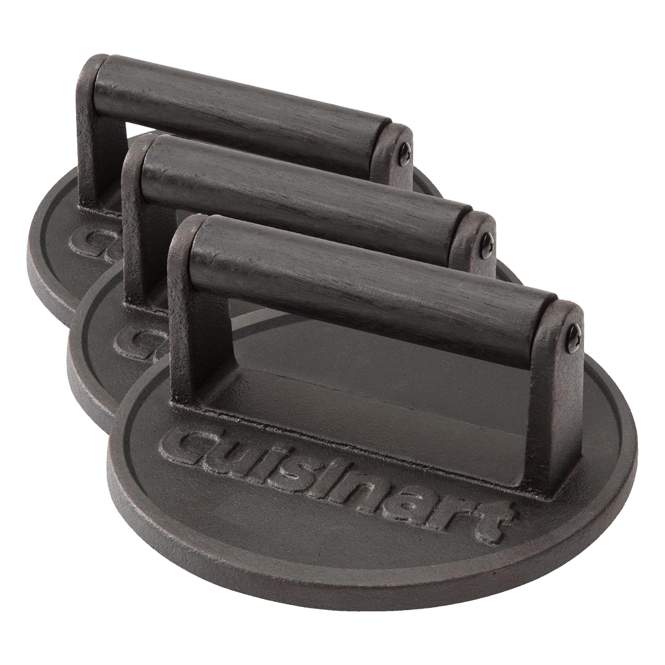 Cuisinart Smash Burger Press, Cast Iron, 6.5" Burger Smasher, Round (Pack of 3)
