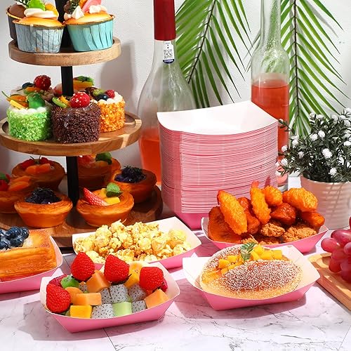 Miniatura 6 de 100 bandejas de papel para alimentos, botes, bandejas desechables para nachos, bote de papel kraft para tacos, concesión, Halloween, suministros de