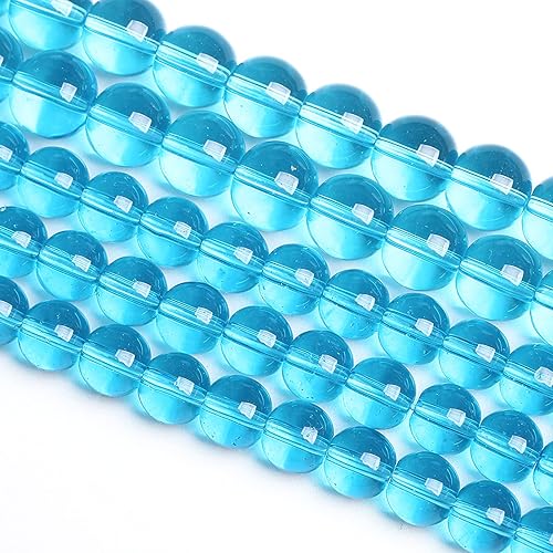 Cuentas sueltas de cristal azul claro de 0.315 in, 46 unidades, para hacer joyas, pulseras y collares