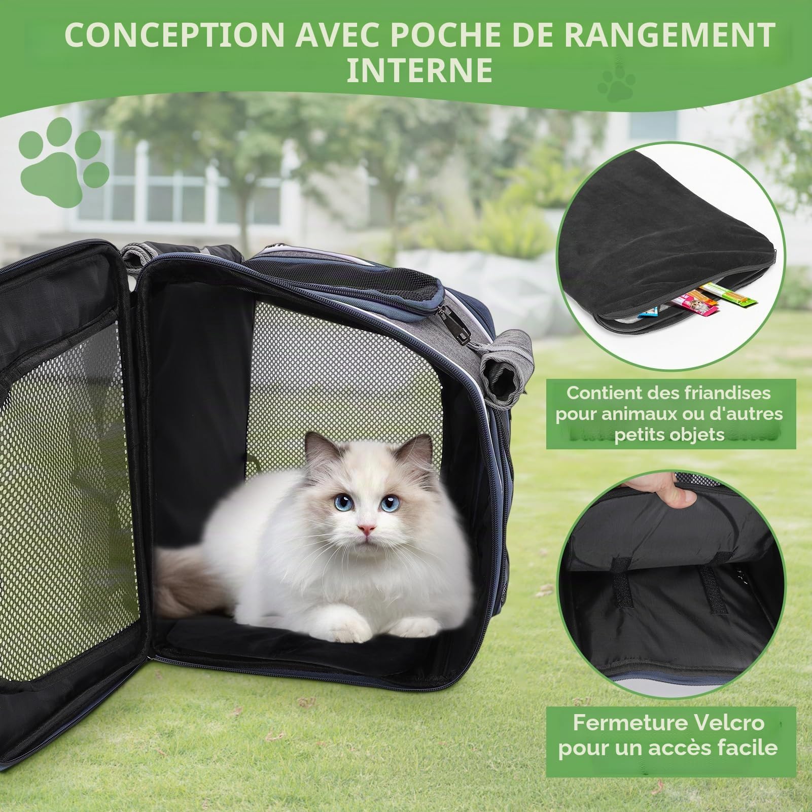 Panier de vélo pour chien en tissu Oxford extensible et respirant, sac à dos avec 4 fenêtres en maille pour petits chiens et chats