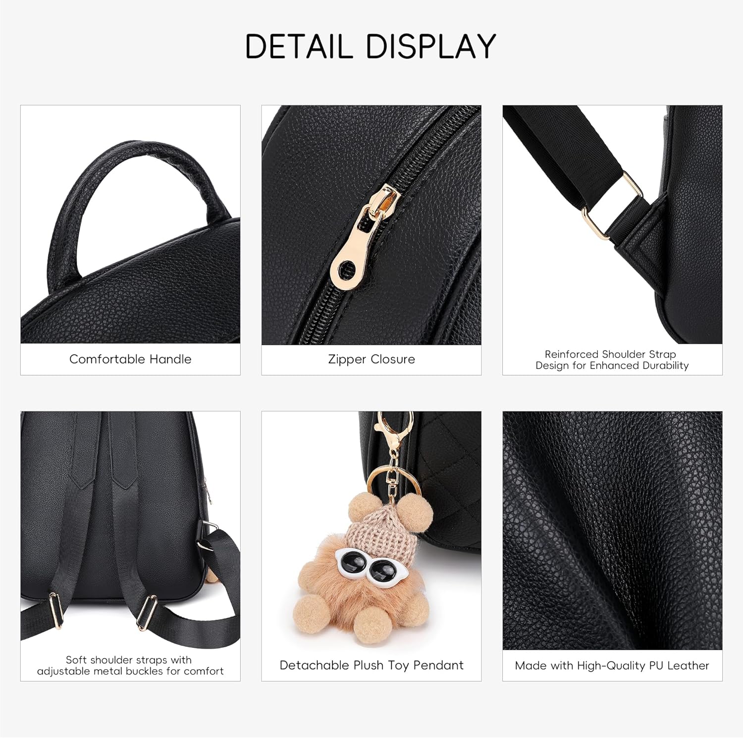 Mini Leather Backpack Purse for Women, Small Backpack Purse with Cartoon Charm, Cute Fashion Bag for Girls & Teens - Image 5