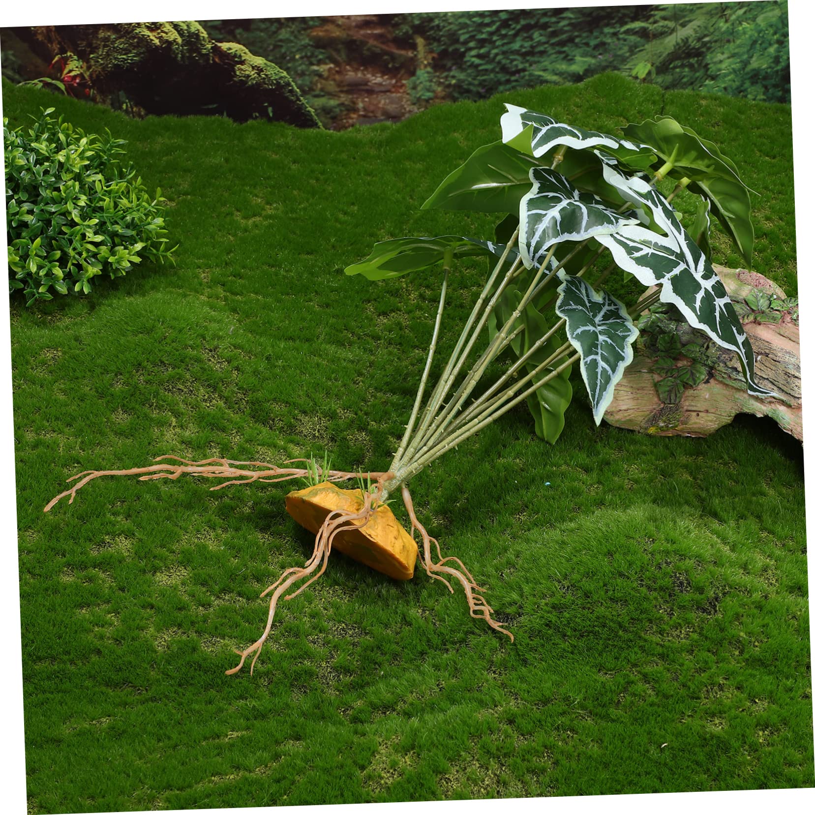 Angoily 4piezas Plantas Artificiales De Simulación para Reptiles y Acuarios Decoraciones De Terrario Base Estable De Adornos Naturales para Peceras y Terrarios