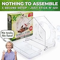 Vista 4 de Nature Anywhere Window Bird Feeder - Weather Proof Transparent Acrylic Bird Feeders for Outdoors - Enhanced Suction Grip, Bird Watching for Cats