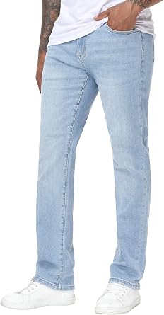 MZNBURAM Mens High-Stretch Regular Fit Straight-Leg Cotton Fashion Comfort Flex Waist Denim Pants Jeans