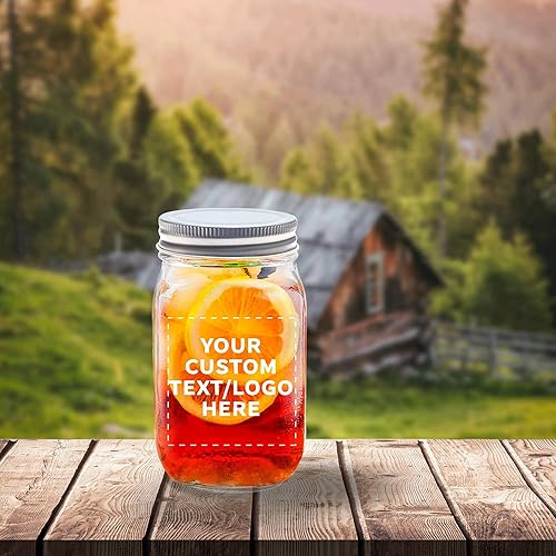 Miniatura 7 de Discount Promos Tarros Mason personalizados con tapas, 16 onzas, juego de 100 unidades, paquete personalizado a granel, tarros de vidrio para avena