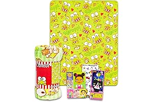 Keroppi Friends Officially Licensed Cuddle Soft Throw Blanket and Stickers