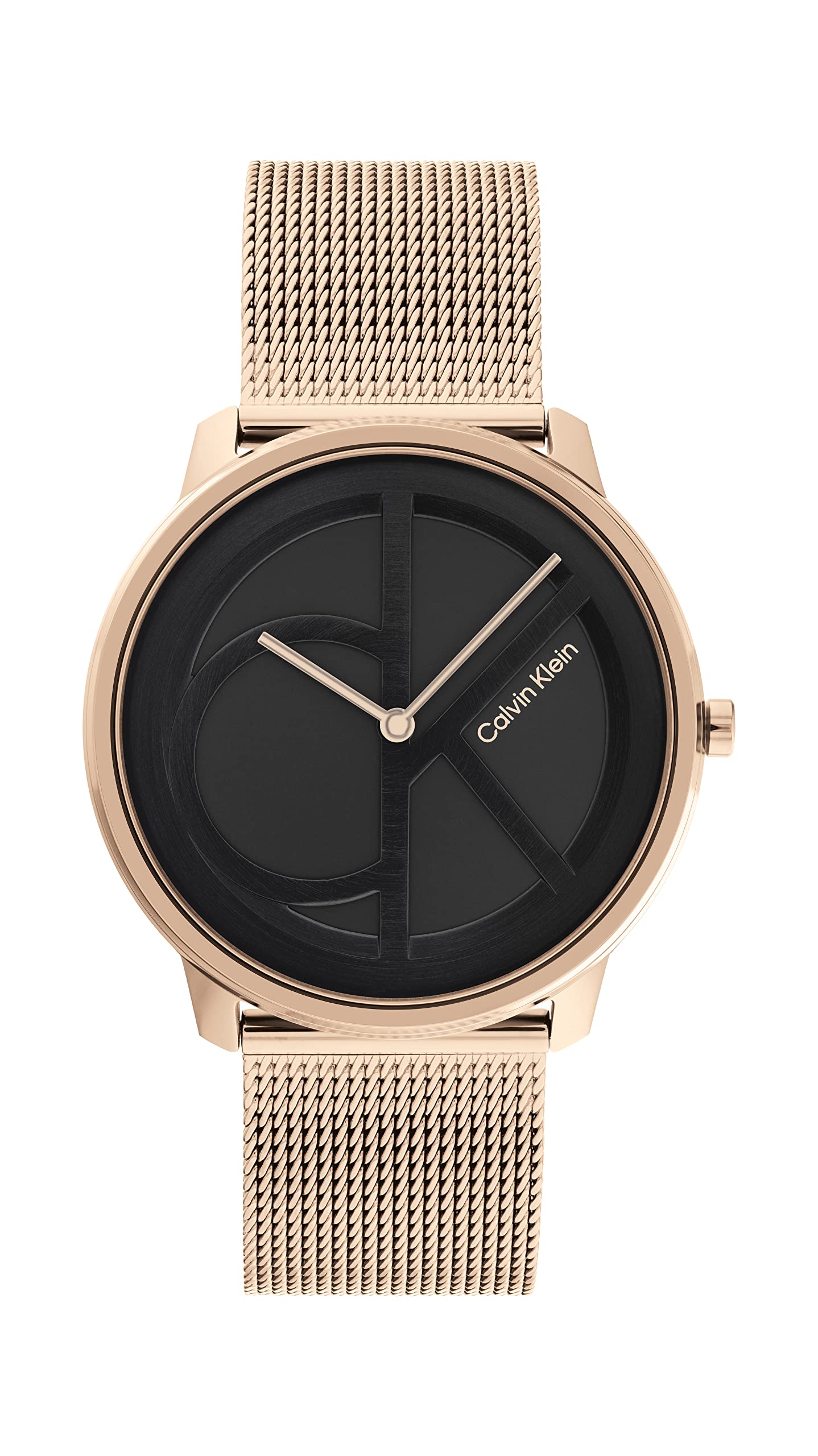 Calvin Klein Unisex Quartz Ionic Plated Carnation Gold Steel and Mesh Bracelet Watch, Color: Carnati