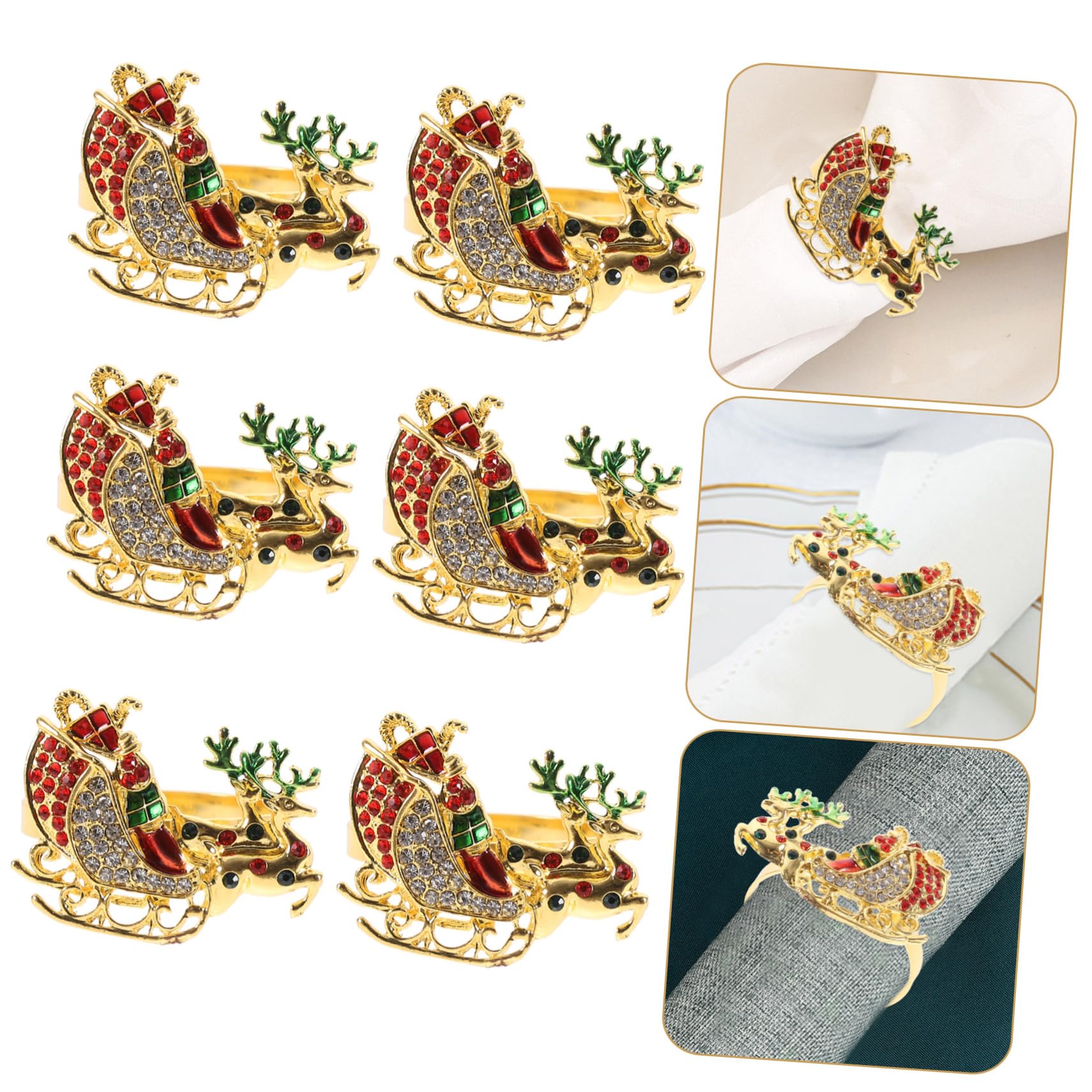 Alipis 2 Sätze Teiliges Weihnachts Napkin Ringe Mit Elch Design Serviettenhalter Für Festliche Tischdekoration Für Weihnachten Hochzeiten Und Partys 6 Stück * 2