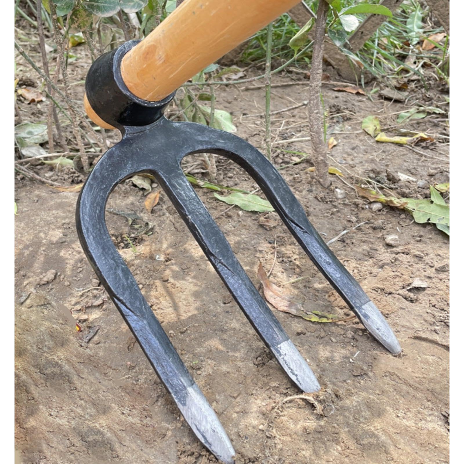 Zappa Giardino Giardino Rake Coltivazione Weeding Loosening Terreno Manganese Acciaio Solido Adatto per Prato Orto Fiori Campo, 3 Denti