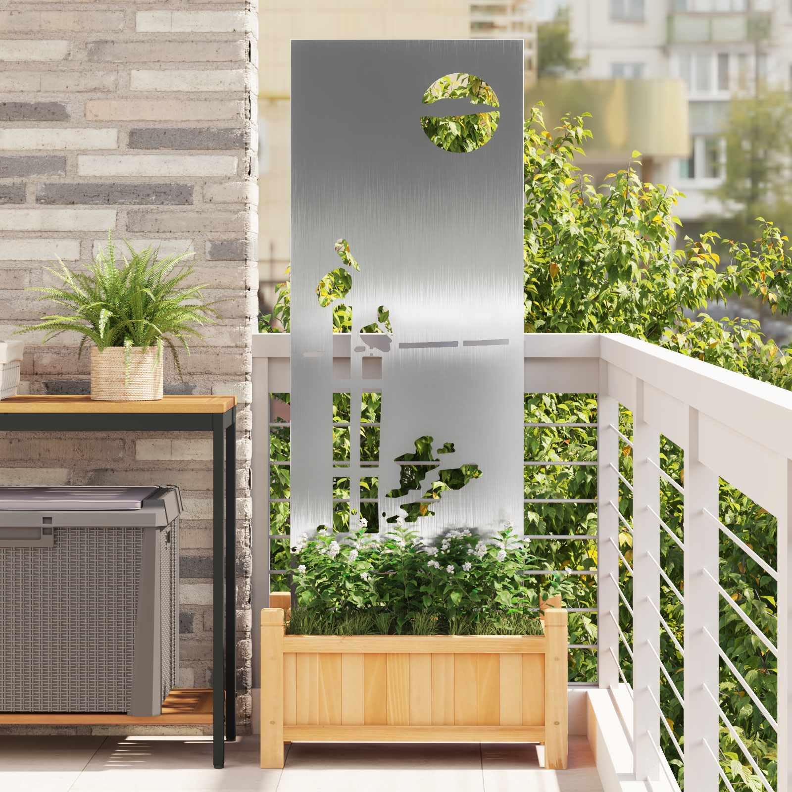 vidaXL Garten Sichtschutz-Leinwand Silber 50 x 140 cm Edelstahl