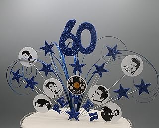 Elvis Birthday Cake Topper Decoration Stars Hearts on Wires Birthday Glitter or Non Glitter Cake Spray Explosion personalised 16th 18th 21st 30th 40th 50th 60th 70th 80th 90th any age any colours 001
